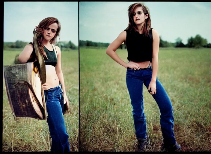 Prompt: emma watson, redneck, country music star, kodak gold 2 0 0, 5 0 mm,