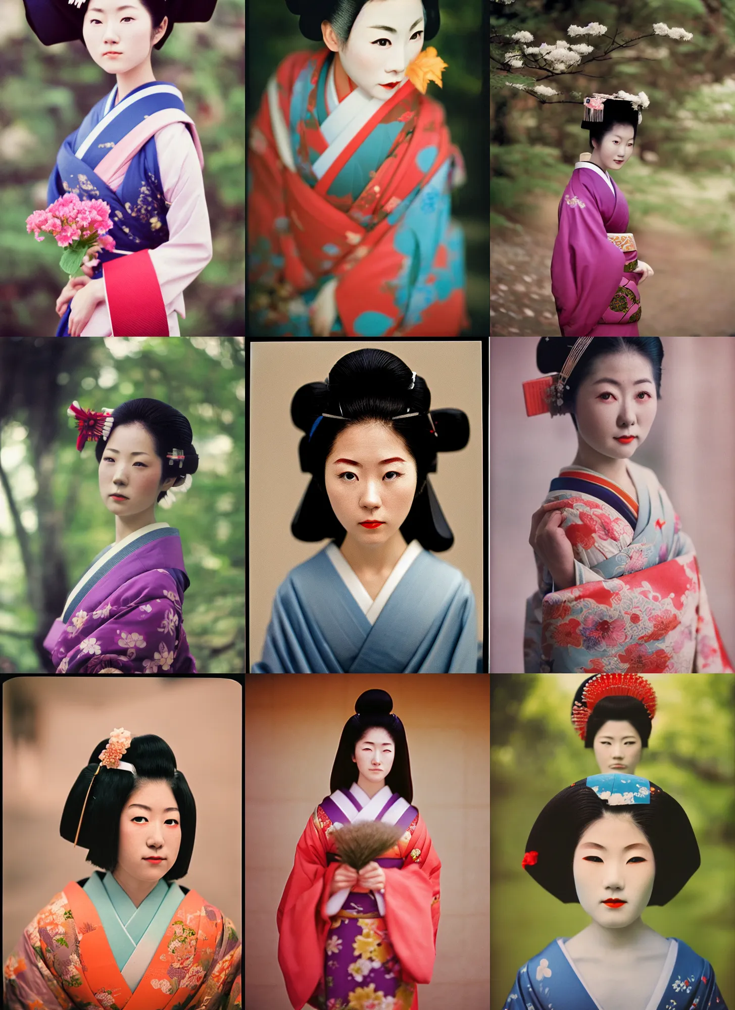 Prompt: Portrait Photograph of a Japanese Geisha Fujichrome Provia 100F