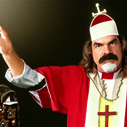 Prompt: jake the snake roberts as catholic priest