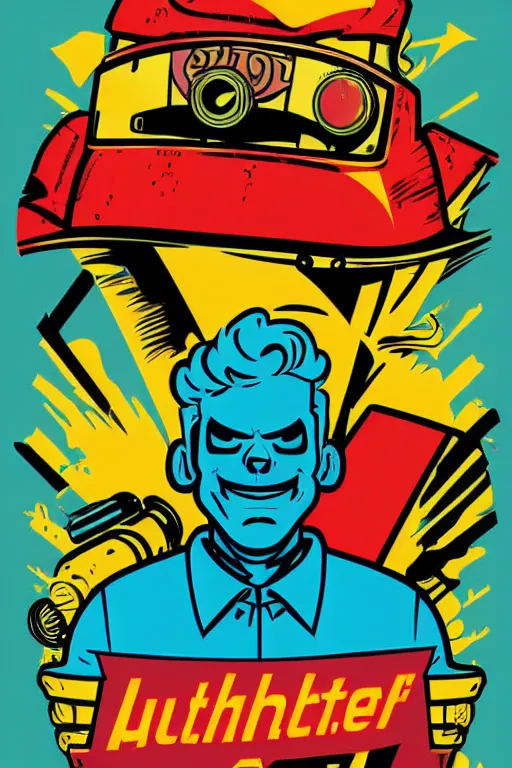 Image similar to fallout 7 6 retro futurist illustration art by butcher billy, sticker, colorful, illustration, highly detailed, simple, smooth and clean vector curves, no jagged lines, vector art, smooth andy warhol style