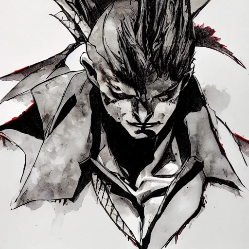 Image similar to Sad Lizard Man, drawn by Yoji Shinkawa, water color, Dungeons and Dragons, Wizards of the Coast