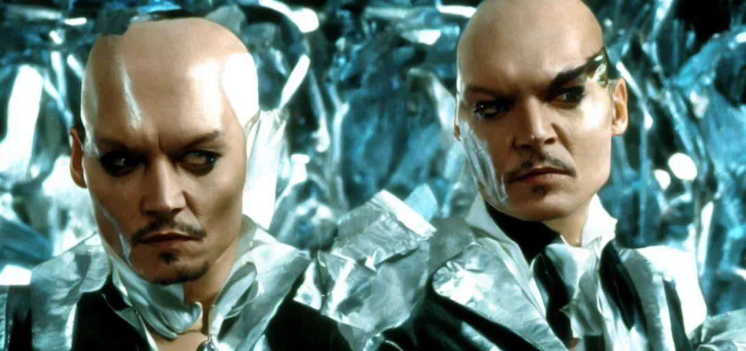 Image similar to cinematic movie still of johnny depp as jean - baptiste emanuel zorg in the 5 th element