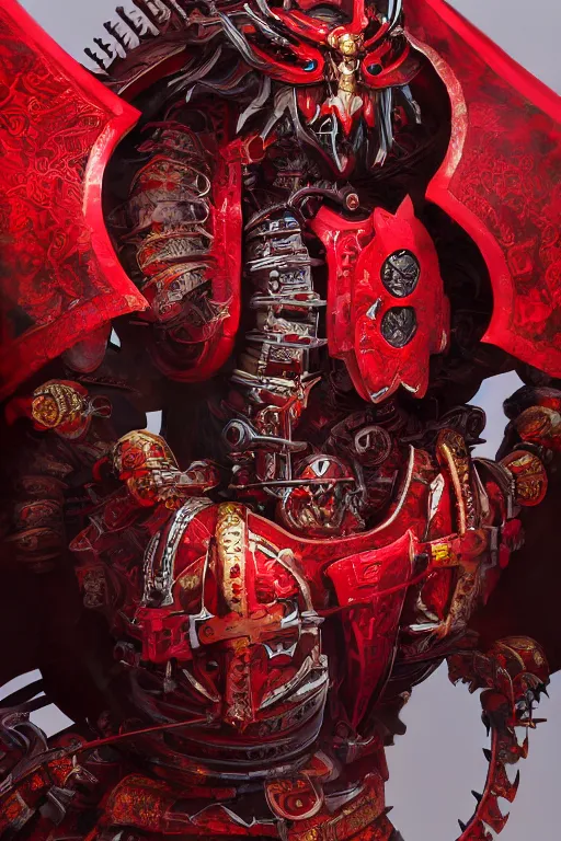 Prompt: full body portrait of a mechanical dragon samurai in red japanese armor, Records of the Three Kingdoms, Concept Art, ultra detailed, octane render, 8k, artstation