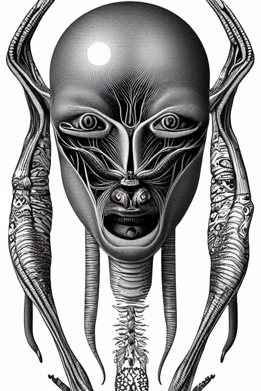 Prompt: psychedelic anatomically accurate labeled diagram of alien animal, intricate parts, fine details, hyper realistic, elegant minimalist, by seichen, surreal