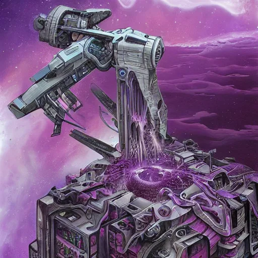 Image similar to sci fi, fantasy, hyper detailed, purple