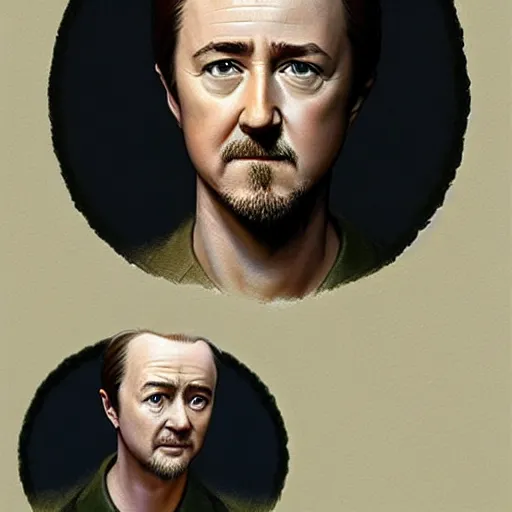 Image similar to edward norton as an egg with beautiful eggshell texture, highly detailed, dramatic lighting, concept art by caravaggio and greg rutkowski and artgerm