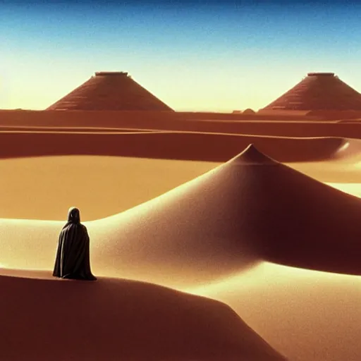 Image similar to colour aesthetic highly detailed photography scene on tatooine from dune ( 2 0 2 1 ) by alejandro hodorovski and denis villeneuve and gregory crewdson style with ultra hyperrealistic very highly detailed faces. with many details by andrei tarkovsky and caravaggio in sci - fi style. volumetric natural light hyperrealism photo on leica m - a kodak portra 4 0 0