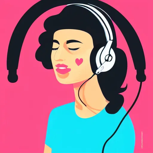 Image similar to a beautiful portrait illustration of a woman in with headphones by hed kandi, adobe illustrator