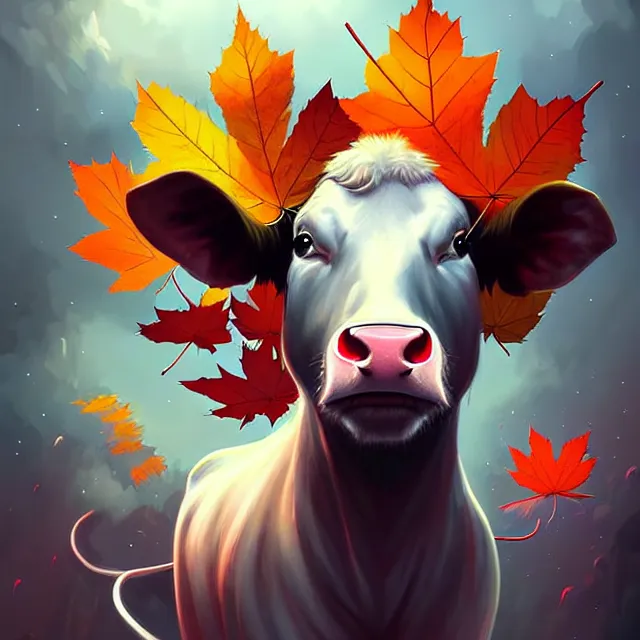 Prompt: epic professional digital art of (🐄) !🐭! !🍁!, best on artstation, cgsociety, wlop, cosmic, epic, stunning, gorgeous, much detail, much wow, masterpiece