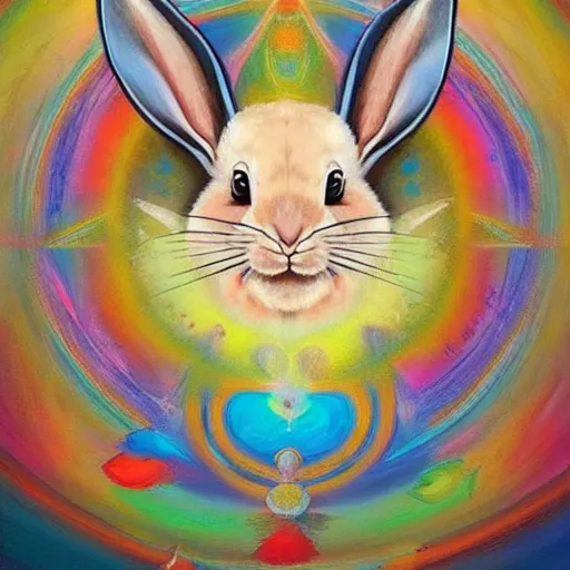 Prompt: this is a painting with the theme rabbit inner peace on the artstation trending page of year 2 2 2 2