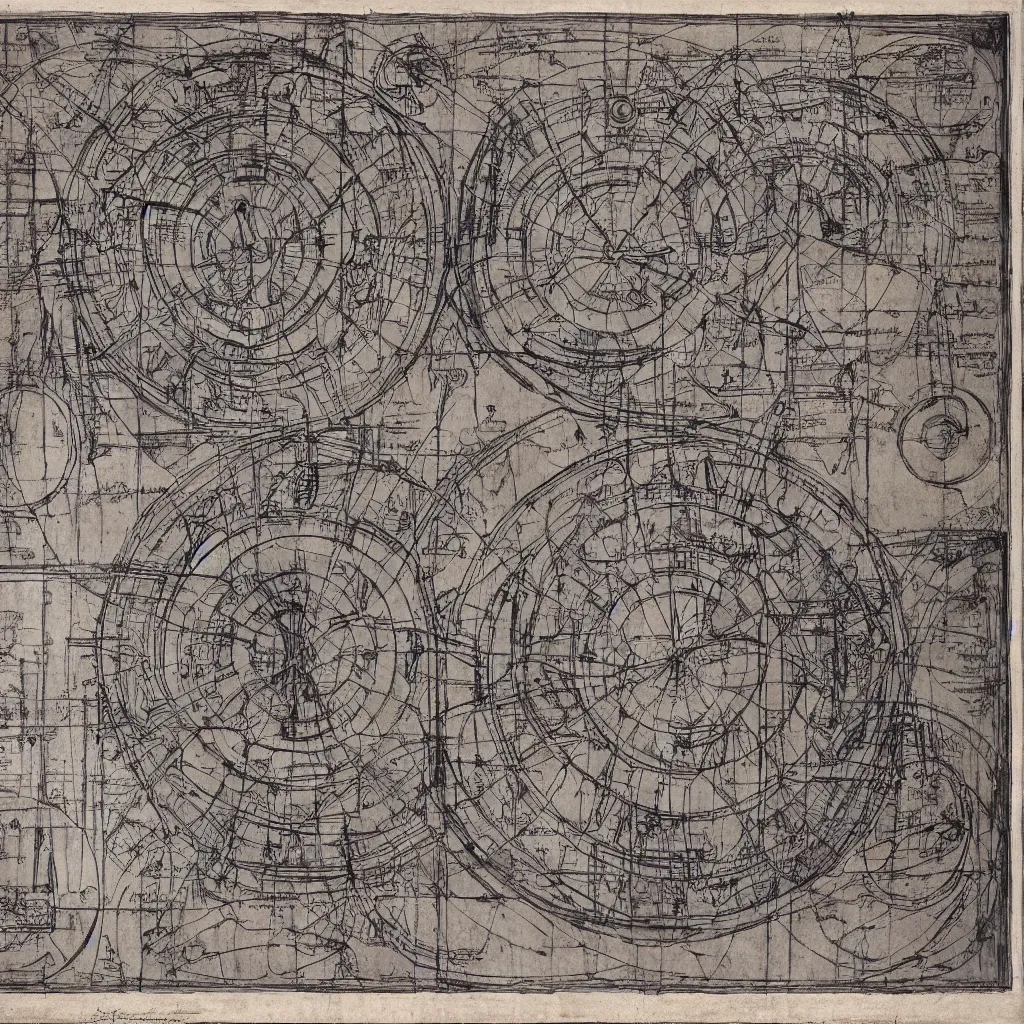 Image similar to a blueprint of time machine by da vinci