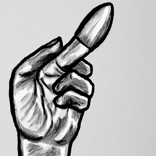 Image similar to an open hand, a key, a clumsy drawing, white background