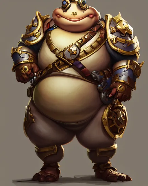 Prompt: a fat whimsical anthropomorphic toad wearing regal ornate armor, battle stand, smooth, intricate, elegant, power aura, digital painting, artstation, concept art, high tech fantasy, sharp focus, illustration, art by james jean and justin gerard, overwatch character