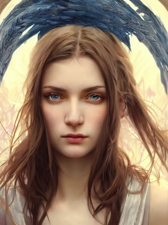 Image similar to hyperdetailed photo of a beautiful ukrainian girl with brown eyes and dark bob hairstyle, winds of winter, au naturel, blue eyes, cinematic lighting, studio quality, smooth render, smooth, sharp focus, illustration, art by artgerm and greg rutkowski and alphonse mucha and ian sprigger and wlop and krenz cushart