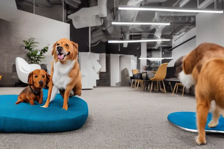 Image similar to pets are working in co - working modern offices