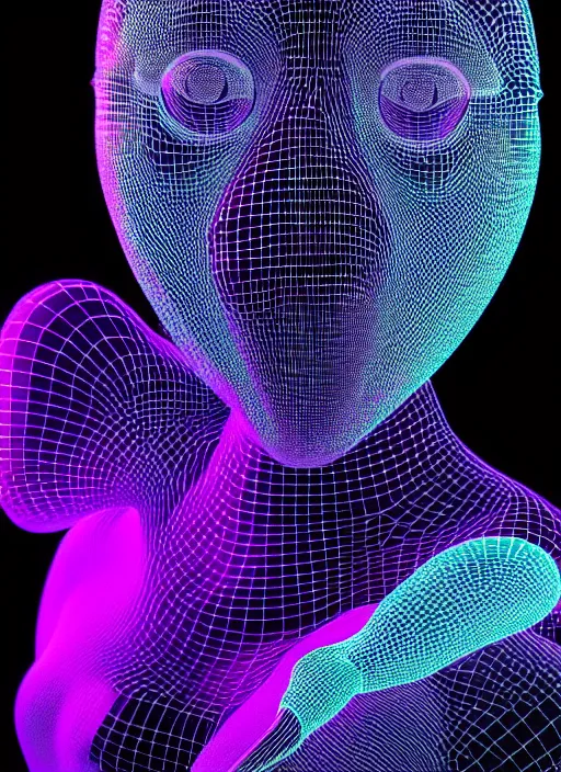 Prompt: 3 d goddess medium shot profile portrait. beautiful intricate highly detailed mask made entirely of bubbles and futuristic iridescent skin. dragonfly, 🪲, phosphorescence, water, reflections, creature, artwork by yayoi kusama, tooth wu and wlop and beeple and greg rutkowski, in the style of hudson river school,