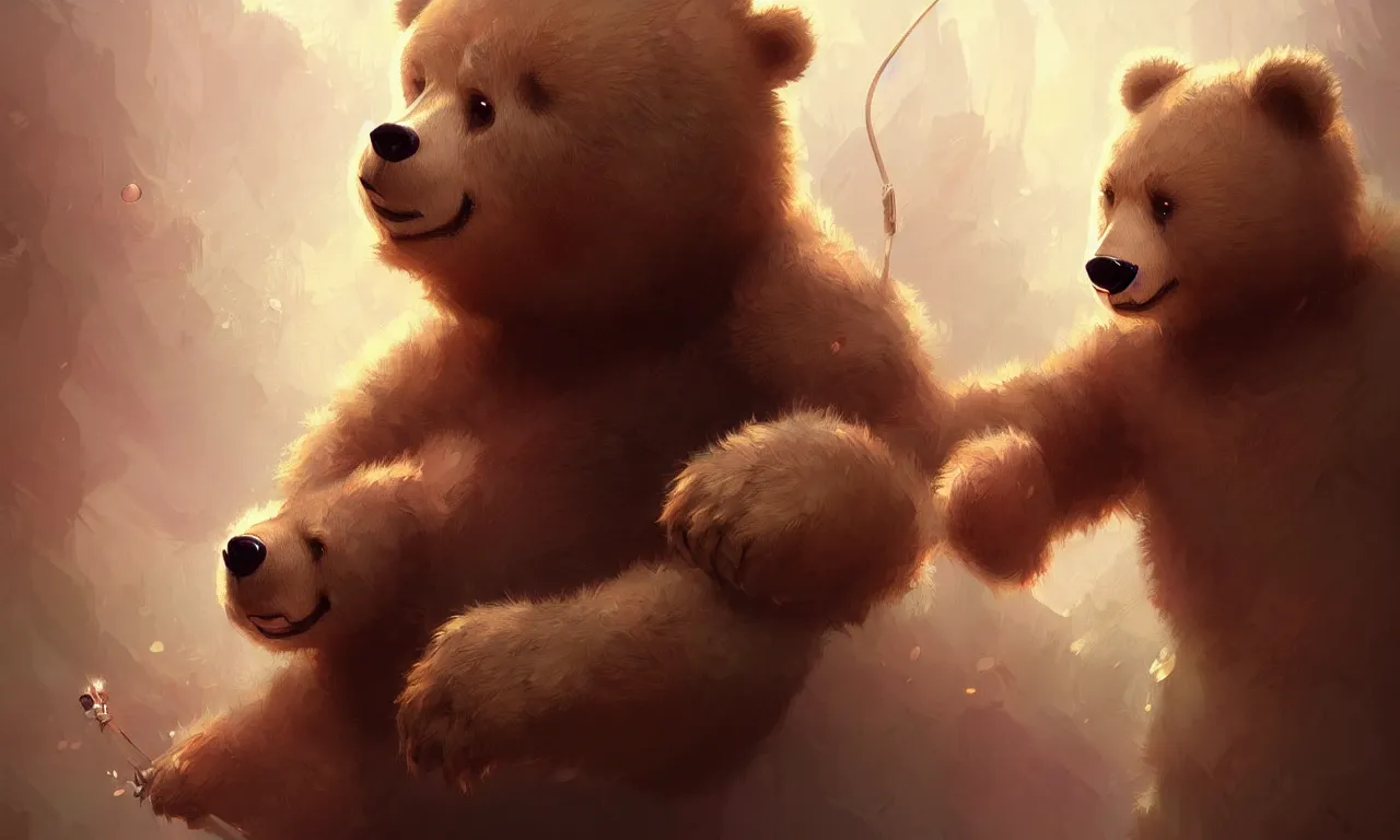 Image similar to cute cartoon bear, sharp focus, illustration, highly detailed, digital painting, concept art, matte, art by wlop and artgerm and greg rutkowski and alphonse mucha, masterpiece