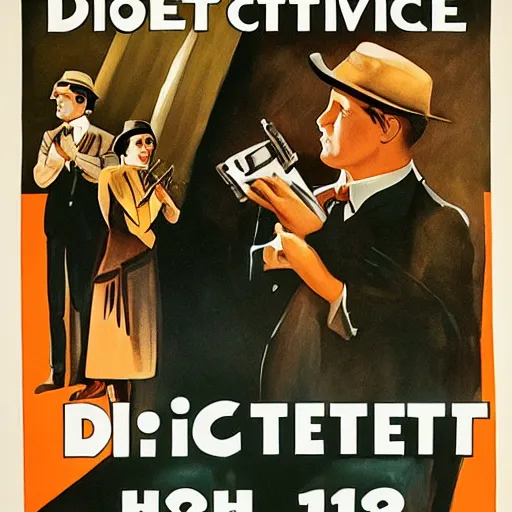 Image similar to poster for a detective movie released in 1 9 2 5, high detail,