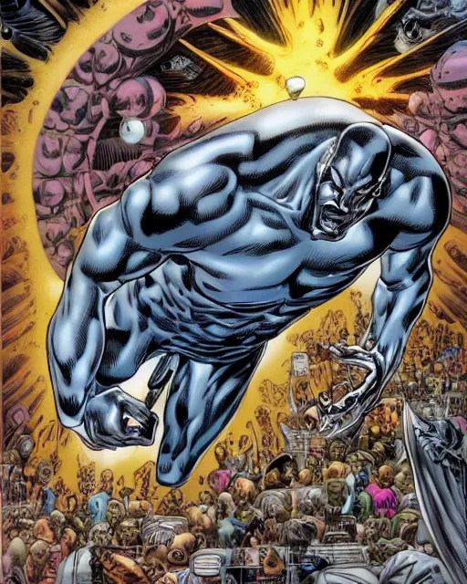 Image similar to silver surfer by glenn fabry, perspective