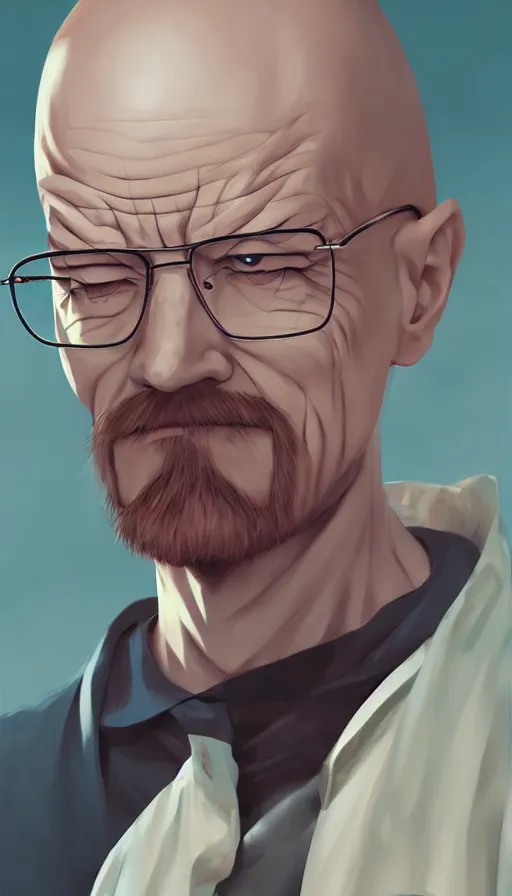 Prompt: young walter white as a realistic anime girl, art by Guweiz, rule 63