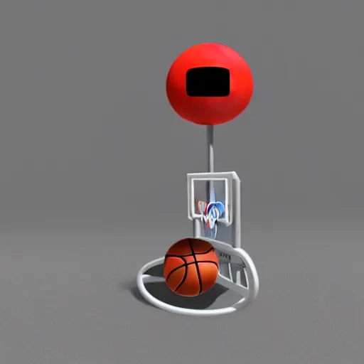 Image similar to robot flying droid with basketball hoop