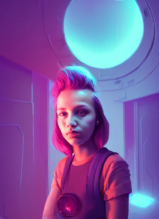 Image similar to a portrait of a pretty sewer punk young lady by beeple