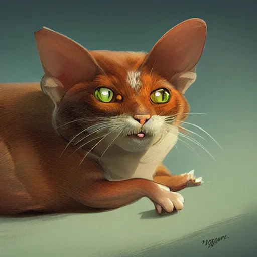 Prompt: hybrid of mouse and cat, half cat - half mouse, digital art, highly detailed, art by george stubbs, anton fadeev, james gurney