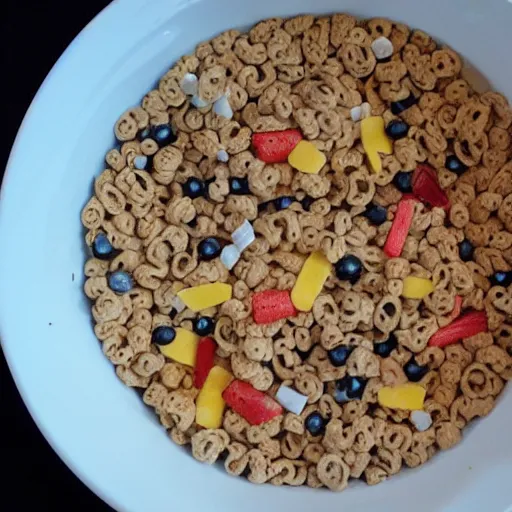 Image similar to surrealist bowl of cereal do not eat