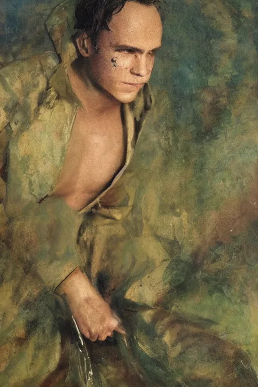 Image similar to Frank Dillane as Puck full body, oil on canvas,intricate portrait, 8k, highly professionally detailed, HDR, CGsociety