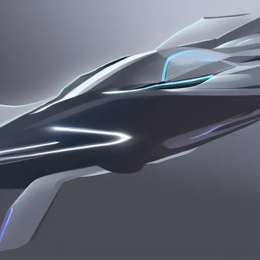 Image similar to a distant photo of a futuristic aston martin concept spaceship with clean lines, gunmetal grey paint : : flying through a supernova at extreme speeds : : concept art, trending on artstation, speedpaint