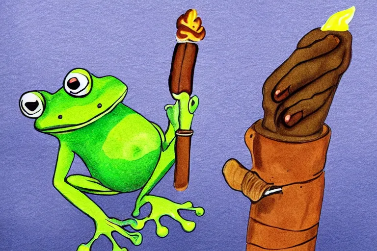 Image similar to frog smoking a cigar