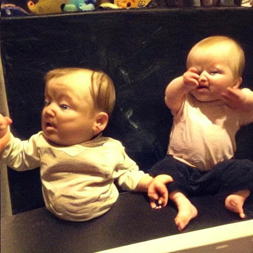 Image similar to babies reenacting the movie matrix