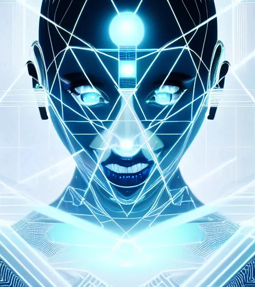 Image similar to symmetry!! latin princess of technology, solid cube of light, hard edges, product render retro - futuristic poster scifi, lasers and neon circuits, beautiful woman latin princess, intricate, elegant, highly detailed, digital painting, artstation, concept art, smooth, sharp focus, illustration, dreamlike, art by artgerm