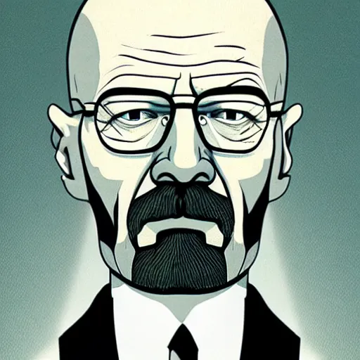 Prompt: walter white drawn by charles burns