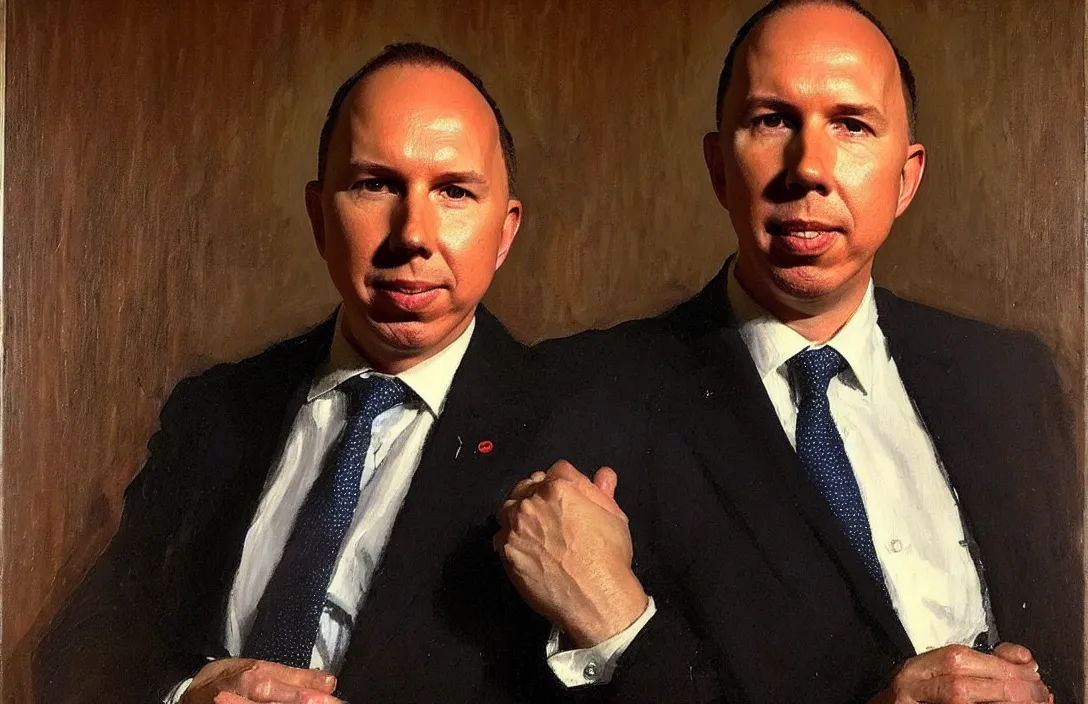 Image similar to portrait of peter dutton australian politician!!!!!!!!!!!!!!!!!!!!!!!!!!!, detailed face, detailed painting, epic lighting, by ilya repin, phil hale and kent williams