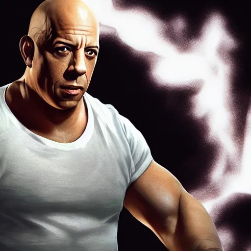 Prompt: vin diesel as a ghost in the video game phasmophobia