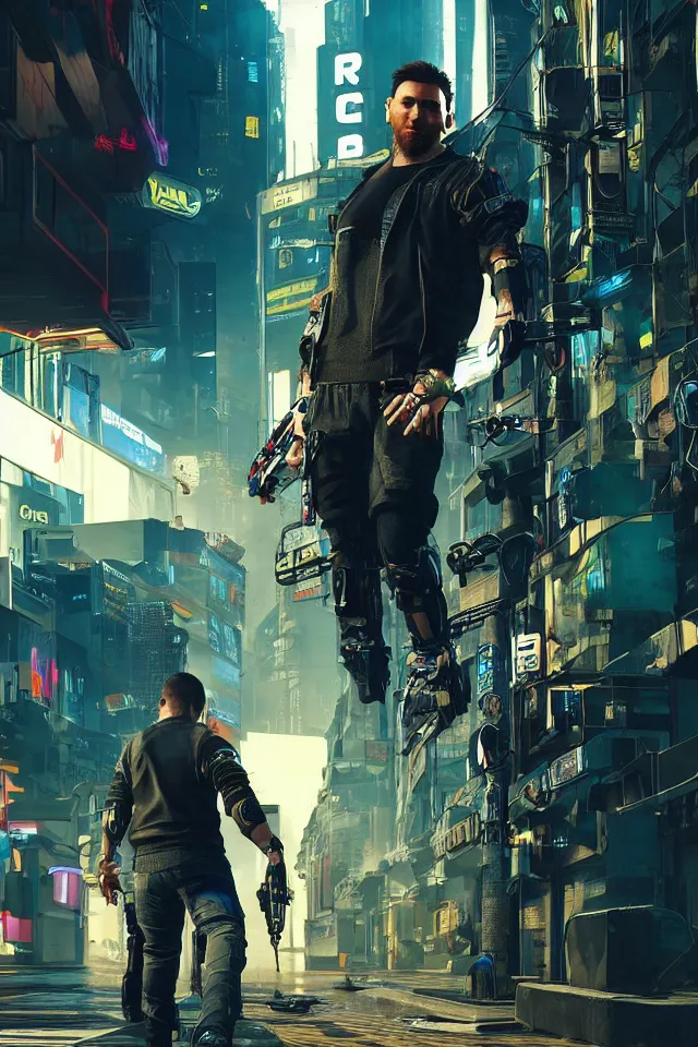 Prompt: Messi as a cyber,cyberpunk 2077,realistic,very detailed,HDR,steampunk