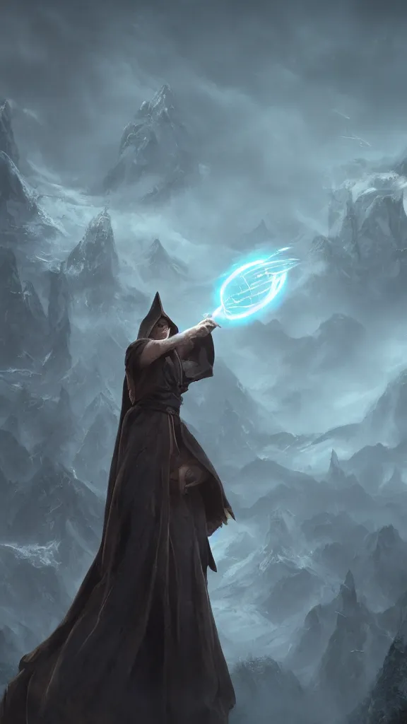 Prompt: A beautiful matte painting of a powerful wizard, casting a spell, cinematic, cgsociety, trending on artstation