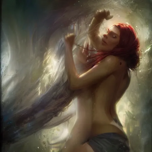 Image similar to she seeks sanctuary by raymond swanland, highly detailed, bright tones