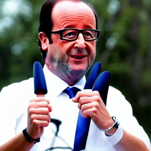 Image similar to François hollande is goku from dragon ball Z