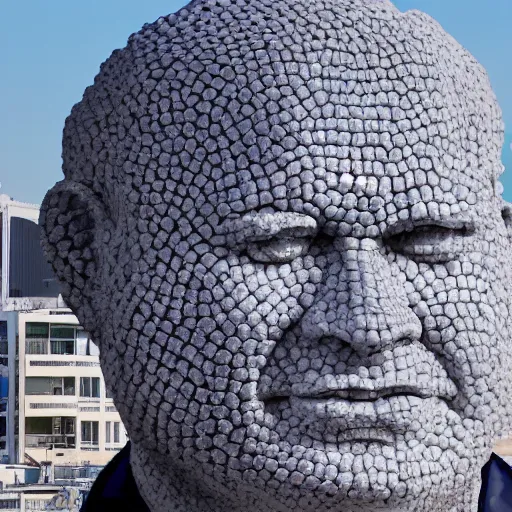 Image similar to a giant benjamin netanyahu sculpture made out of jelly, in the sea, long shot, hyper detailed, hyper realistic, ray tracing, 8 k resolution, sharp focus, realistic water, award winning