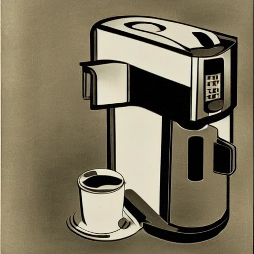 Image similar to coffee machine, italian futurism