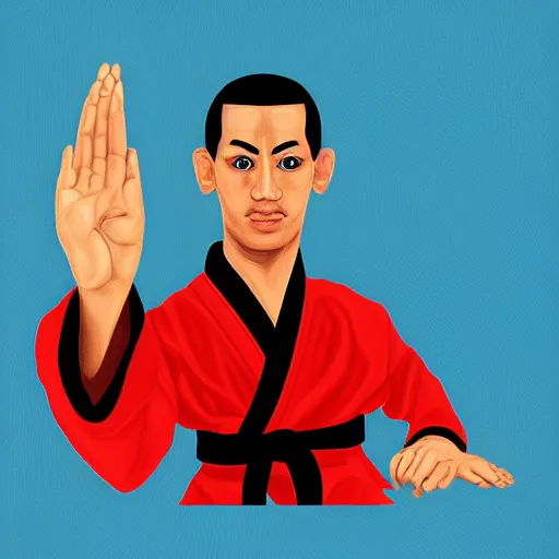 Image similar to martial arts master in the style of google, digital art