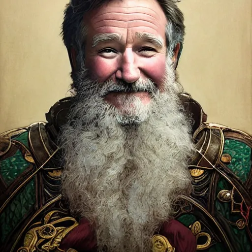 Prompt: an ultradetailed portrait of robin williams dressed as sheogorath, d & d, fantasy, intricate, elegant, highly detailed, digital painting, matte, sharp focus, illustration, art by john collier and albert aublet and krenz cushart and artem demura and alphonse mucha