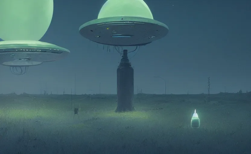 Image similar to Eerie and unsettling UFO, rendered by Beeple, Makoto Shinkai, syd meade, simon stålenhag, starwars, synthwave style, environment concept, digital art, unreal engine, WLOP, trending on artstation, 4K UHD image, octane render,