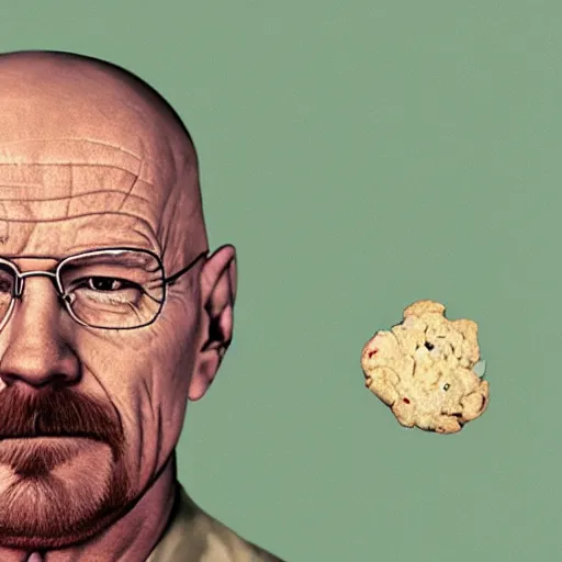 Image similar to hyperrealistic photo of walter white as a cookie,