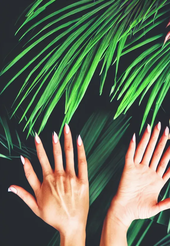 Image similar to an instagram photo of two ultra detailed woman's palms lying on the table, instagram photo, studio photo