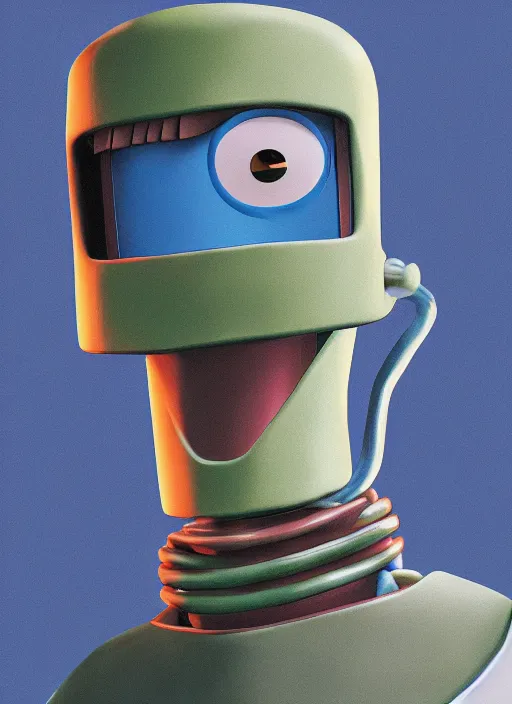 Image similar to photorealistic studio portrait of bender from futurama