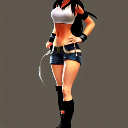 Image similar to full body concept of tifa lockhart, trending on artstation