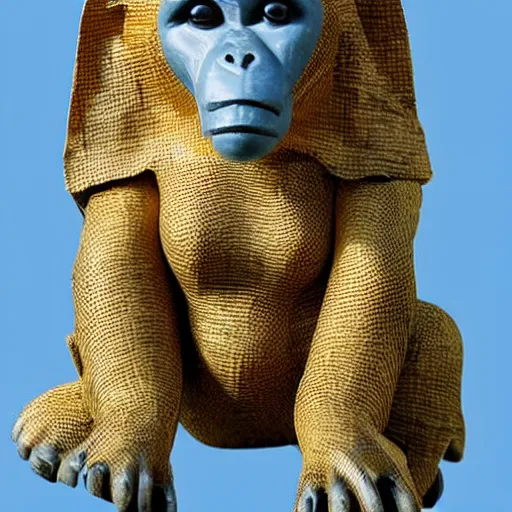 Image similar to monkey wearing pharaonic clothes clothes